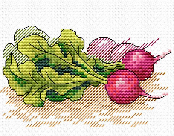 Набор для вышивания нитками МП Студия (Жар-птица), Молодой редис 11х8.5 см