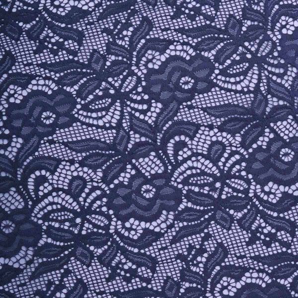 Кружево бельевое эластичное 300 мм / 3.4 метра, цвет темно-синий