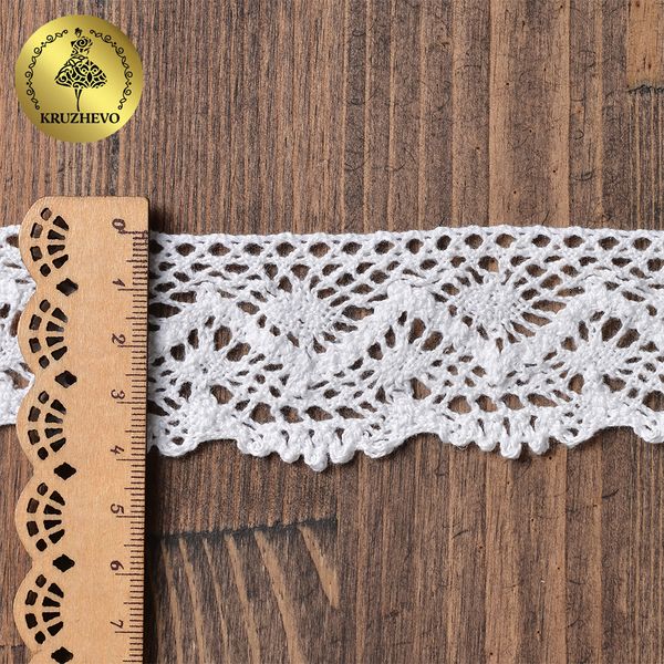 Кружево вязаное (тесьма) 45 мм / 10 метров, 5235 цв.02 белый, 10 м, Kruzhevo