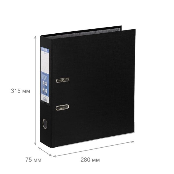 Регистратор PVC, мет.уг. 75 мм, 10 шт, Premier A4 арочный механизм, черный EC1022215, Expert Complete