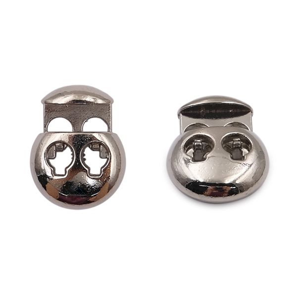 Фиксатор (зажим) для шнура металл 2 отв., 20.5х15.6 мм, ⌀3.5 мм, металл, Silver (серебристый), MFR12, 10 шт