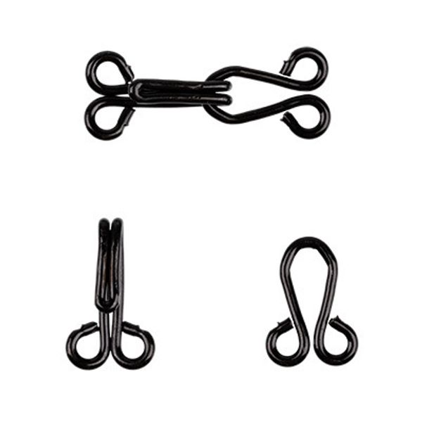 Крючок шубный обтяжной 15 мм, 10 шт, 22 черный металл, Gamma