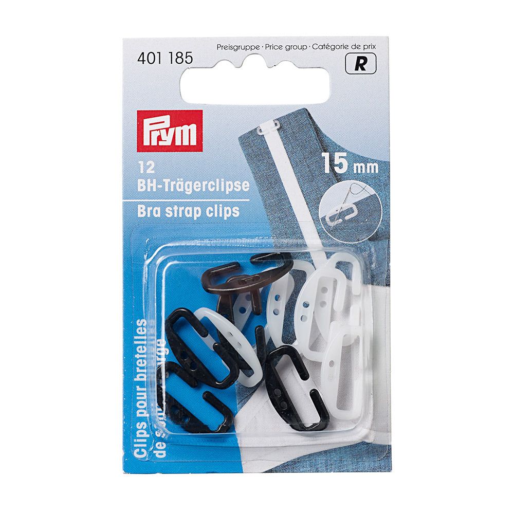 Застежка держатель для бретелей пластик 15х10 мм, 12 шт, черный / белый, Prym 401185