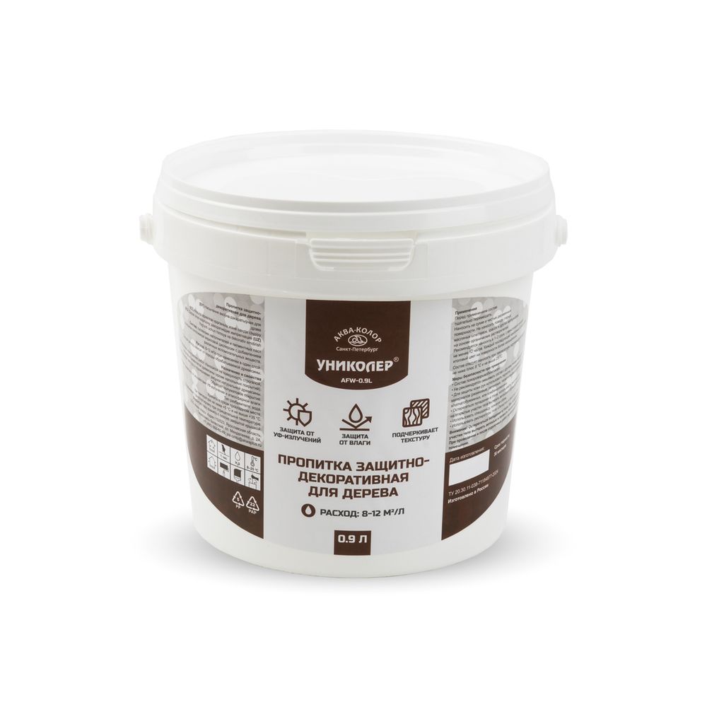 Пропитка защитно-декоративная для дерева Махагон, 900 мл, Униколер, AFW-0.9L