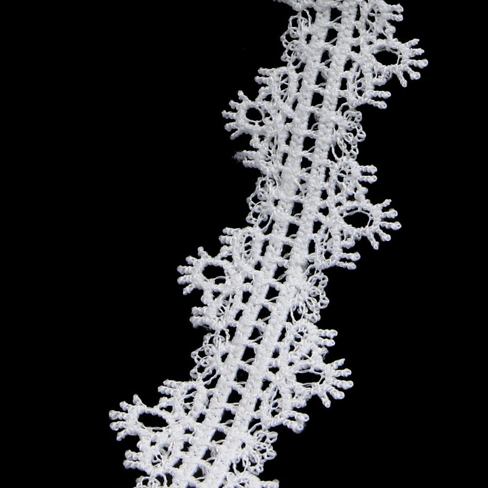 Кружево гипюр (плетёное) 30 мм / 3 метра, матовое, C501 белый