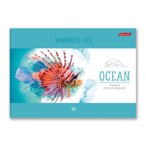 Альбом для рисования 100 г/м², A4 29х20.5 см, склейка с одной стороны 40 л., 4 шт, 40АЛКЛ4_000259 Океан, Светоч