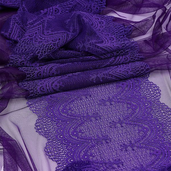 Кружево бельевое эластичное 230 мм / 10 м, 8037, цв.F170 фиолетовый, Kruzhevo