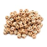 Бусины дерево 10х10 мм, с цифрами, Астра