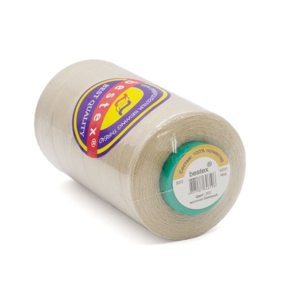 Нитки универсальные Bestex 50/2, 4570 м (5000 ярд) / 1 кат., 202 молочно-бежевый