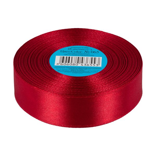 Лента атласная 1-сторонняя 25.0 мм / 33±2 метра, 065 красный, Gamma