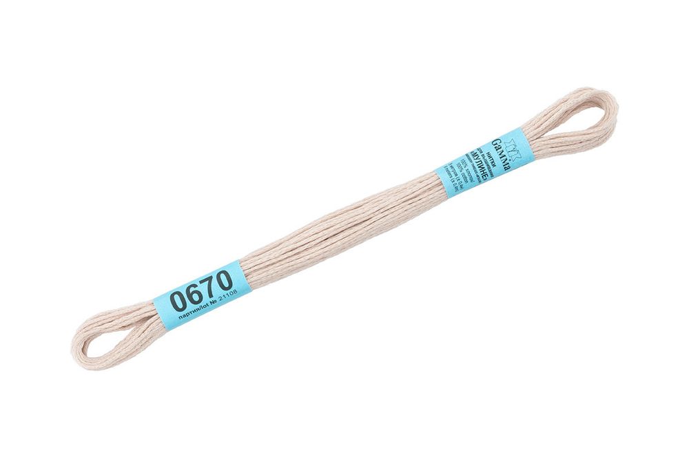 Мулине Gamma 100% хлопок, цв.0670 св.роз-серый, 24 мотка по 8 метров