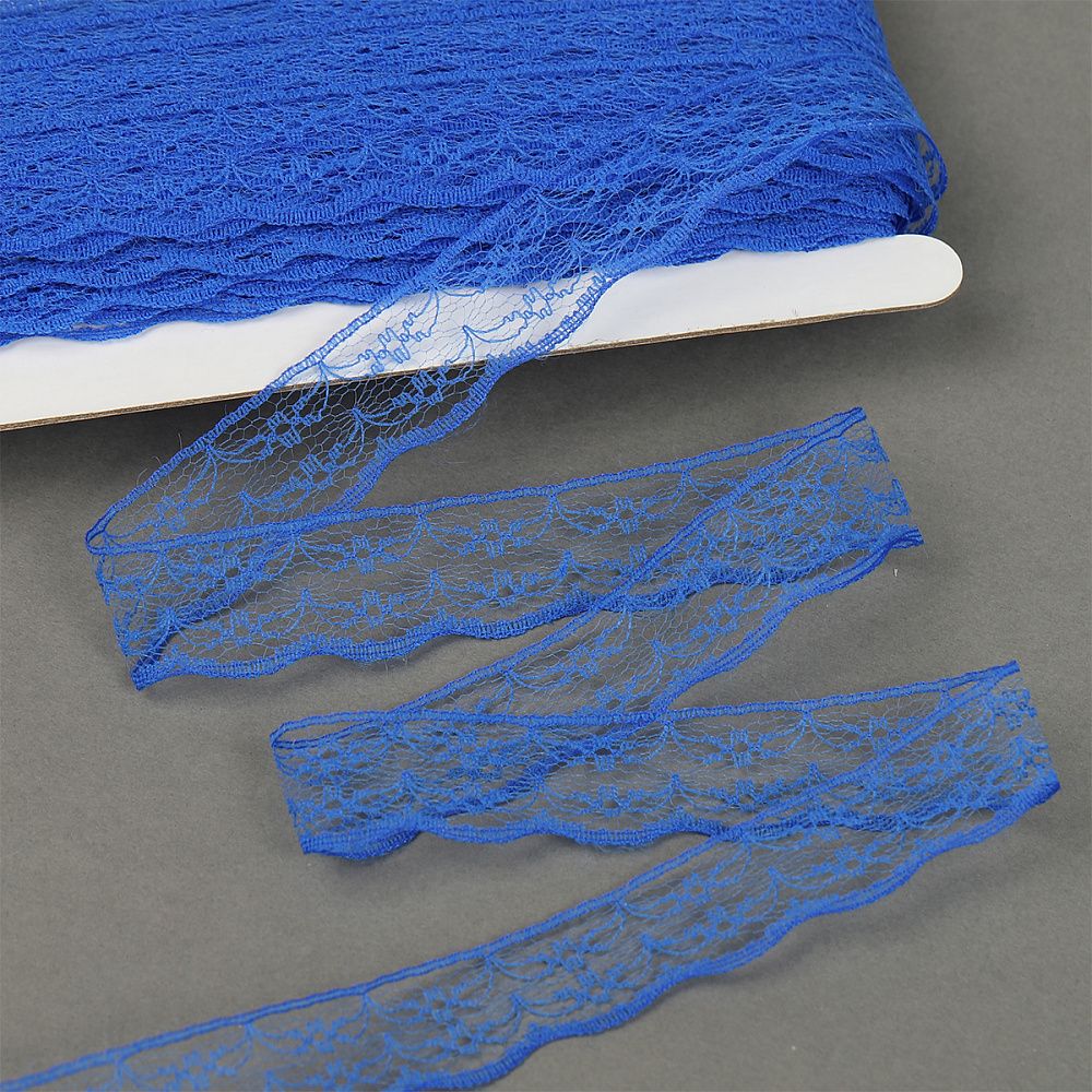 Кружево отделочное в стиле "трикотаж" 20 мм, цв.синий, 27,4м