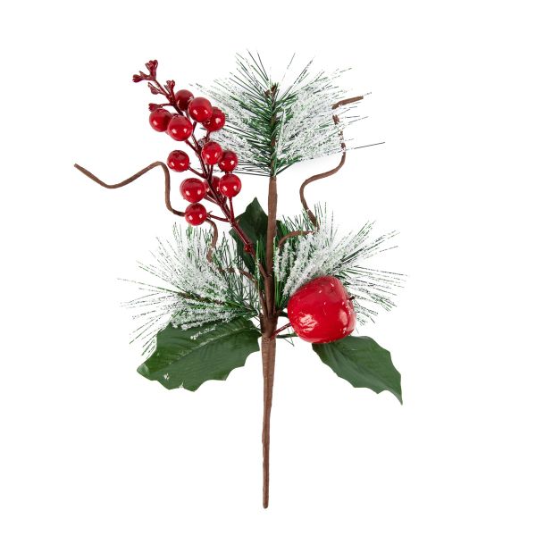 Веточка декоративная хвойная с ягодами 26 см, 3 шт, 01, Blumentag