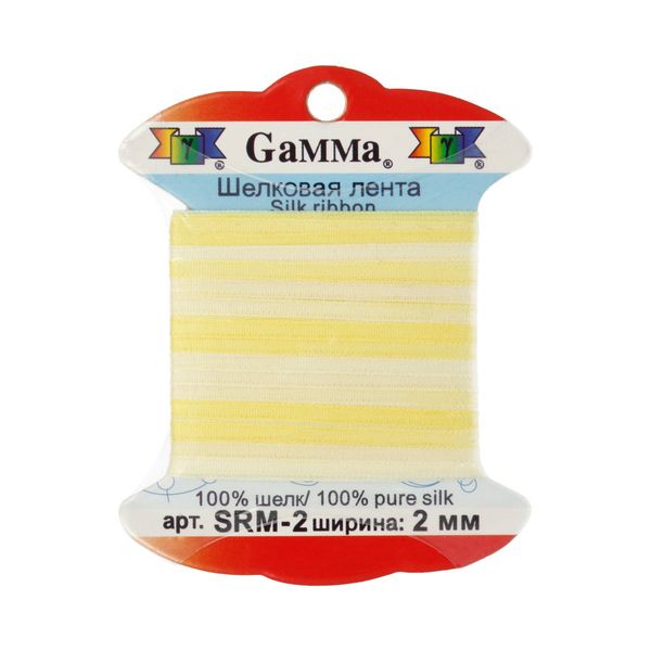 Лента (тесьма) шелковая 2.0 мм / 9.1±0.5 метров, M013 бл.желтый/св.желтый, Gamma SRM-2