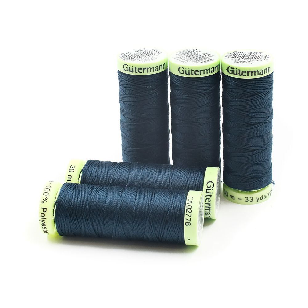 Нитки отделочные Gutermann Top Stitch, 30м, 487 т.т.сине-зеленый, 5 катушек