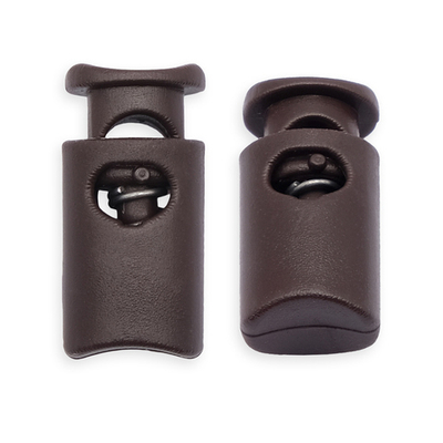 Фиксатор (зажим) для шнура пластик 1 отв., ⌀4.5 мм, 19х9 мм, цилиндр, ПП, коричневый, 100 шт