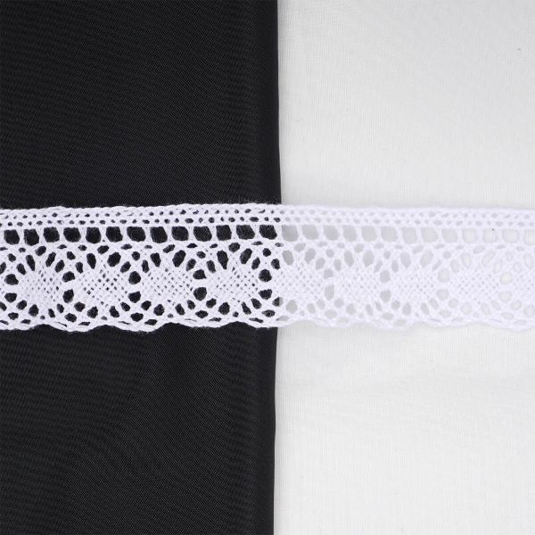 Кружево вязаное (тесьма) хлопковое 25 мм / 25 метров, одностор. (01 белый)
