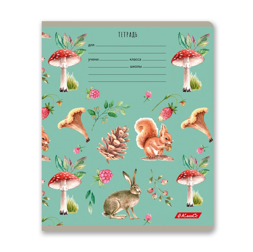 Тетрадь ученическая школьная, выборочный лак, A5+ 24 л. на скобе 65 г/м², белизна 100% 30 шт, клетка, 000715 Живой лес, Светоч 24ТЕТк-003