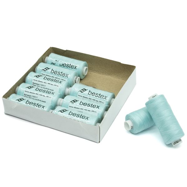 Нитки швейные бытовые Bestex 40/2, 365 м (400 ярд) / 10 кат., 357 морозно-бирюзовый