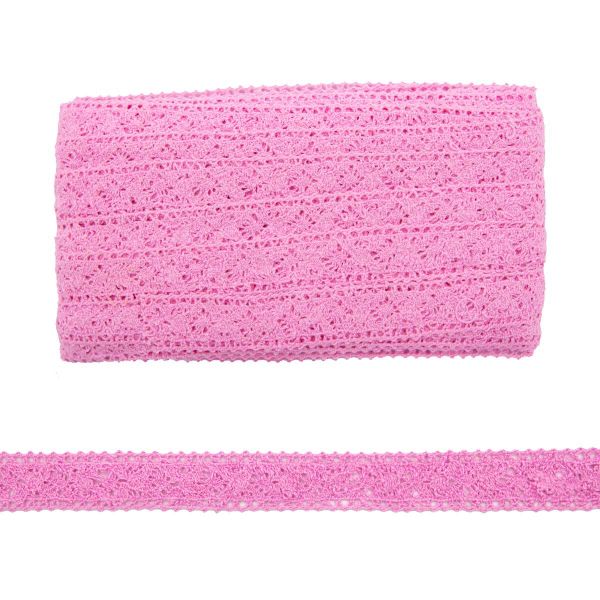 Кружево вязаное (тесьма) 20 мм / 20м, х/б, цв.JD017 розовый