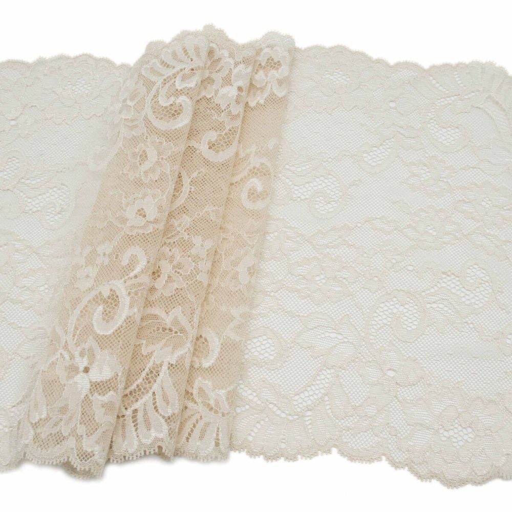 Кружево бельевое эластичное 245 мм / 10 м, телесный