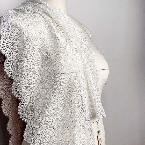 Кружево бельевое эластичное 240 мм / 25 м, 40992, цв.001 белый, Kruzhevo