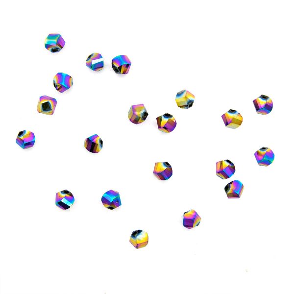 Бусины стекло ⌀6 мм, 20 шт, Астра Premium, 5-радужный