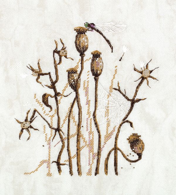 Набор для вышивания нитками Panna PS-7457, Стрекоза, 20х22.5 см