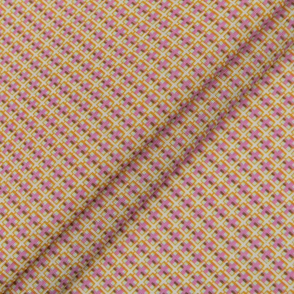 Ткань для пэчворка PEPPY БАБУШКИН СУНДУЧОК ФАСОВКА 100х112 см, 140±5 100% хлопок, БС-15 клетка яр.желтый/бирюзовый, Peppy БАБУШКИН СУНДУЧОК