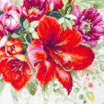 Набор для вышивания нитками Чудесная игла, Букет с амариллисом 36х27см