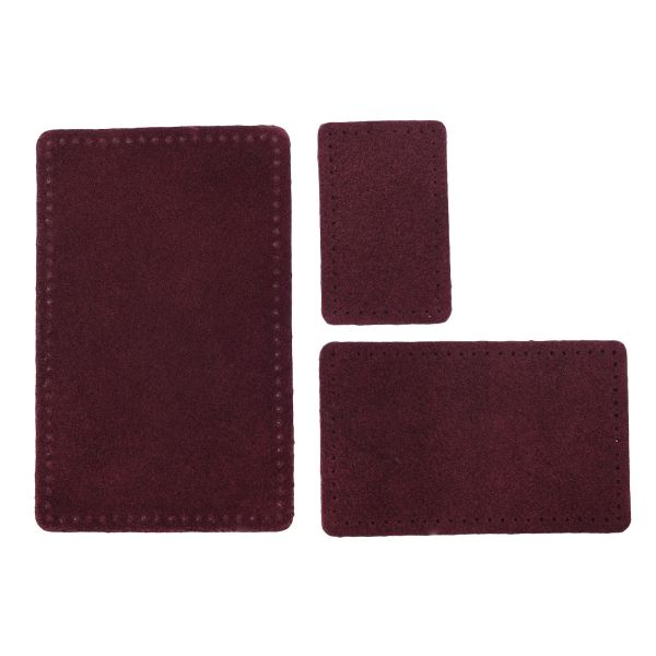 Набор заплаток пришив. из замши, прямоуг-к 4х6,4см, 6х9,6см, 8х12,7см, с перфорацией, 3 шт (31 бордовый), 59403