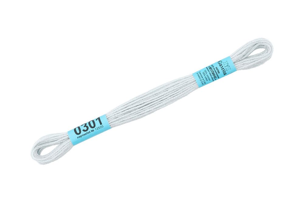 Мулине Gamma 100% хлопок, цв.0301 св-голубой, 24 мотка по 8 метров