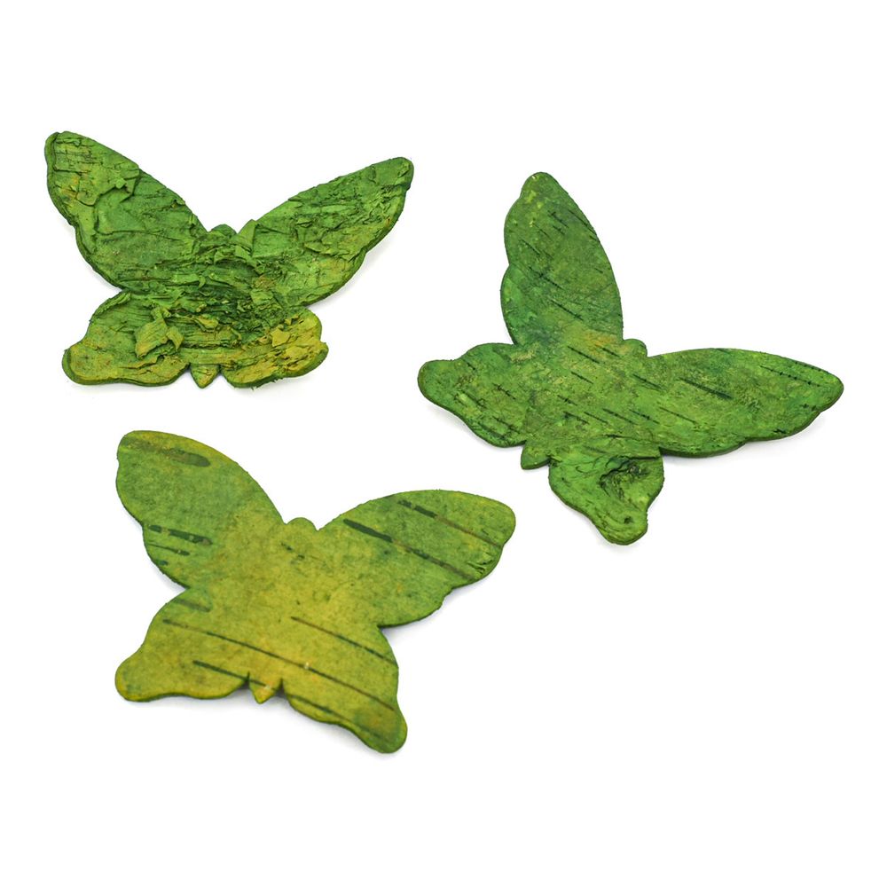 Декоративные элементы из коры дерева "Бабочки", 7х9см, 10 шт, зеленый