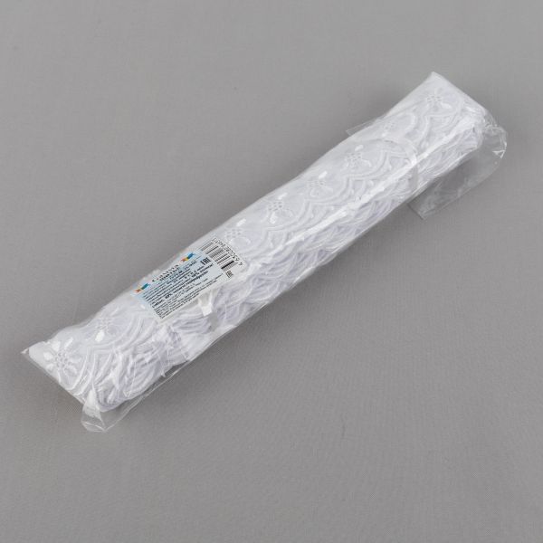 Кружево шитьё 35 мм / 9±0.2 метров, Турция, белый, Gamma GYEM-35-950