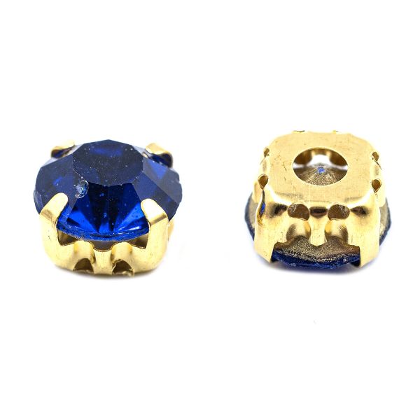 Хрустальные стразы в цапах/золото, 8мм, 20 шт/упак, Astra&Craft (25 синий), 4AR167/168