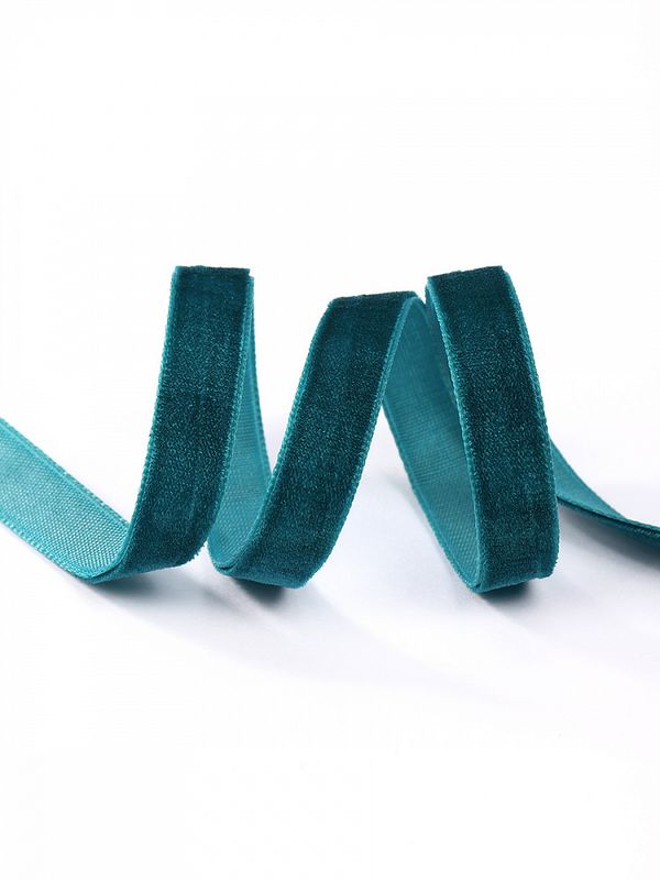 Лента бархатная (тесьма) 10.0 мм / 22.86±1 метров, арт.10VR39 нейлон цв.т.зеленый
