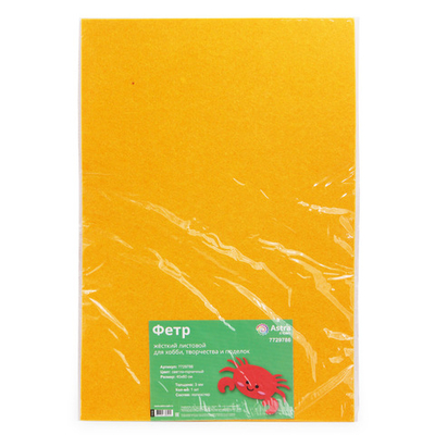 Фетр листовой жесткий 3.0 мм, 40х60см, 1шт/упак Astra&Craft (AF816 св.горчичный)