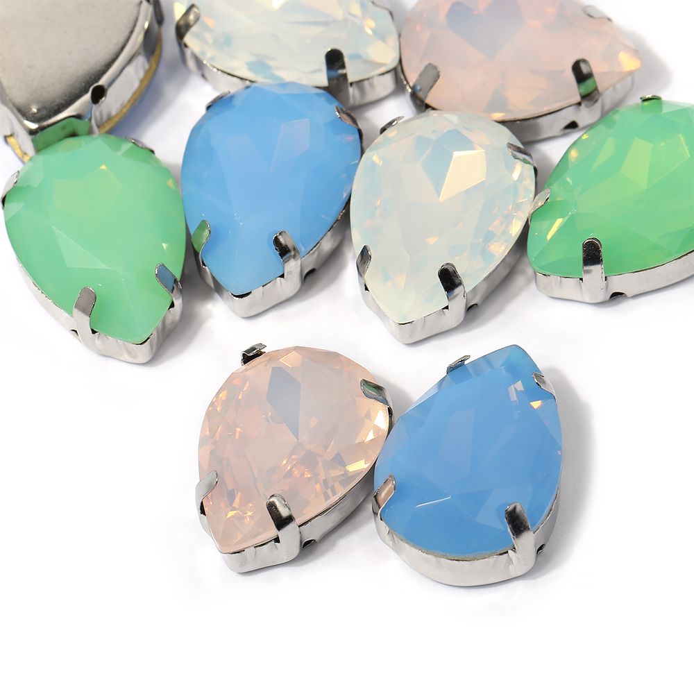 Стразы пришивные в цапах стекло TY цв.ассорти №2 13*18 мм, уп. 20 шт