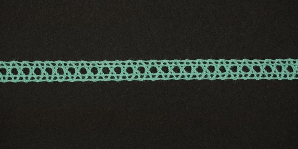 Кружево вязаное (тесьма) 8 мм, цв.мятный, Alfa, 25 метров, AF-002-075