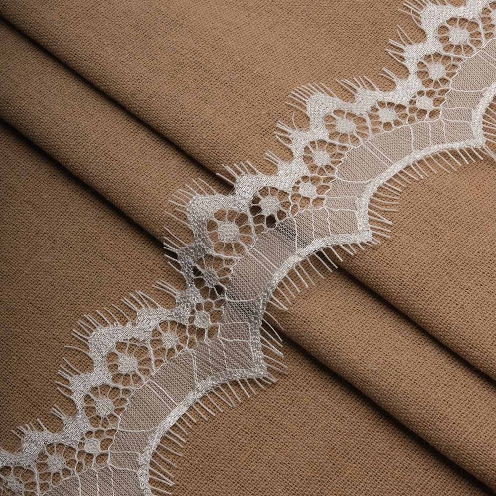 Кружево шантильи (реснички) на сетке 60 мм / 30 метров, белый, 3AR1279