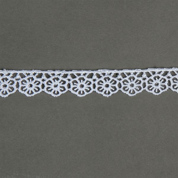 Кружево гипюр (плетёное) 15 мм цв.01 белый, уп.9 м, Kruzhevo
