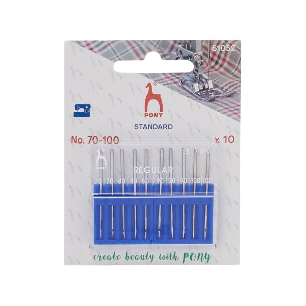 Иглы для промышленных швейных машин универсальные 287/690, №70-100 с круглой колбой, 10 шт, Pony, 51052