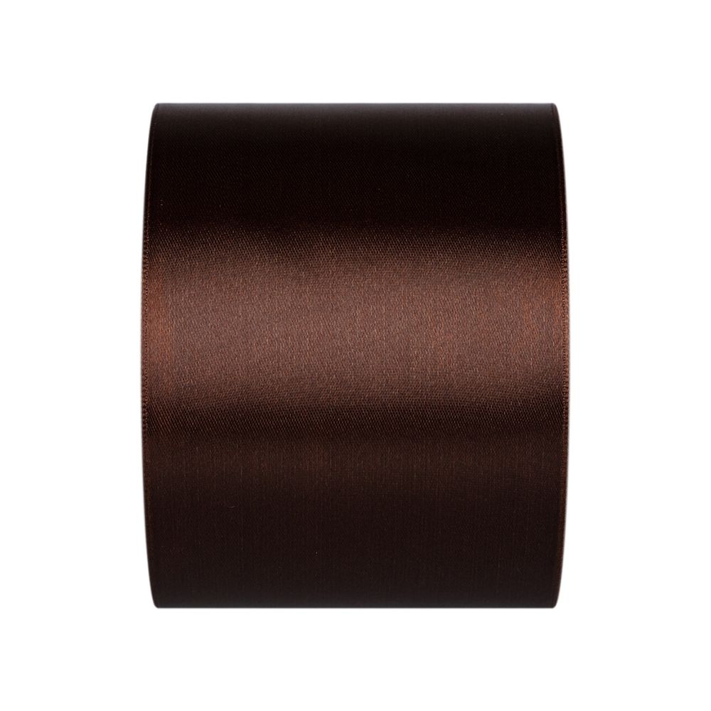 Лента атласная 1-сторонняя 75.0 мм / 33±2 метра, №154 т.коричневый, в термоплёнке, Gamma