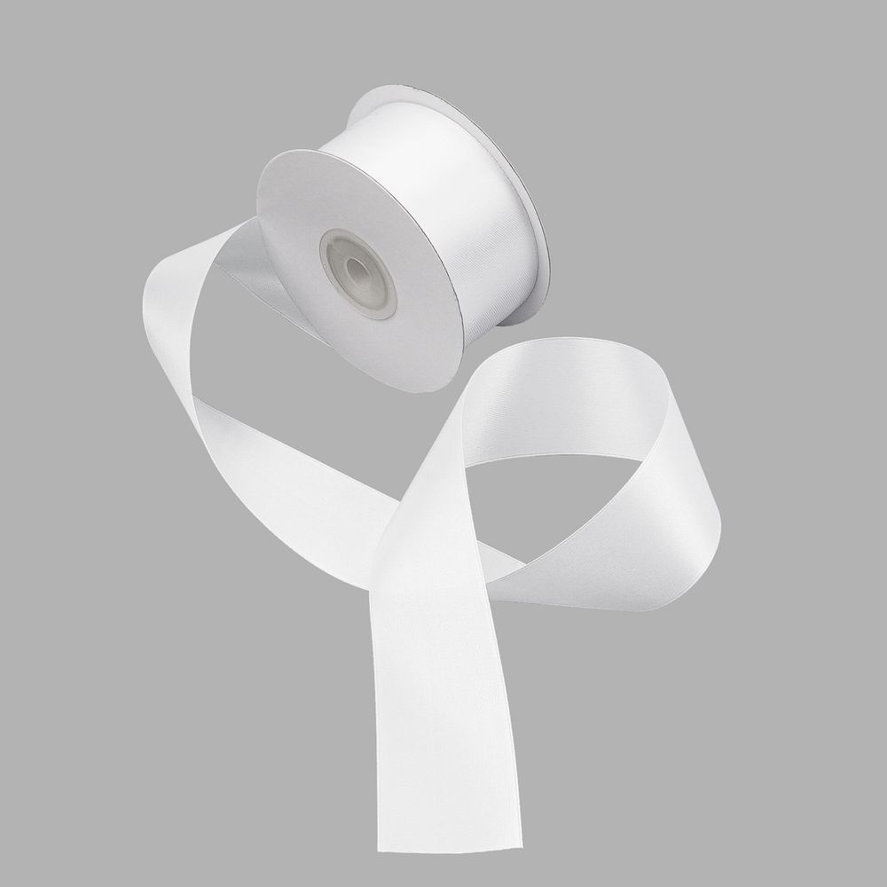 Лента атласная 2-сторонняя 38.0 мм / 22.86±1 метров, C1001 белый, 6102-0015, Globus