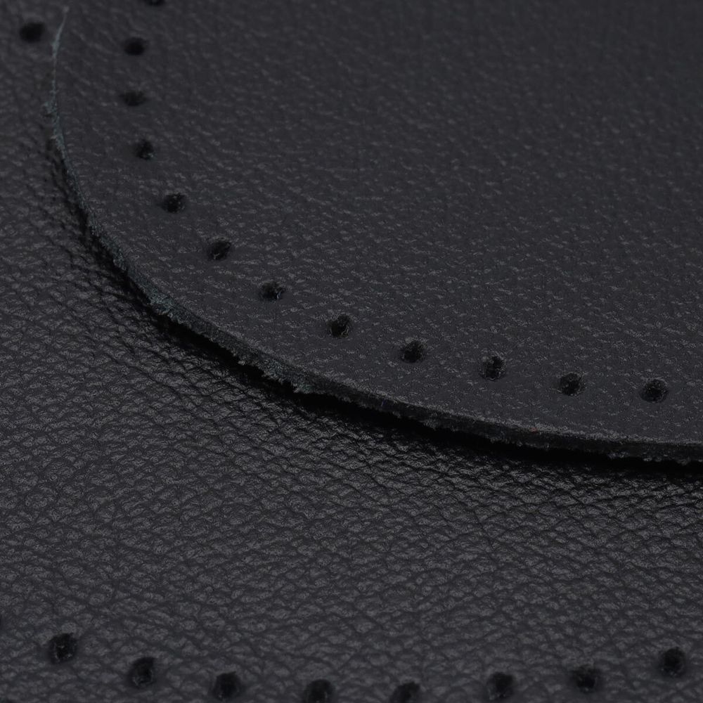 Заплатки пришивные из кожи, овал 6х8,2см с перфорацией, 2 шт, 100% кожа, 01 черный, 9114