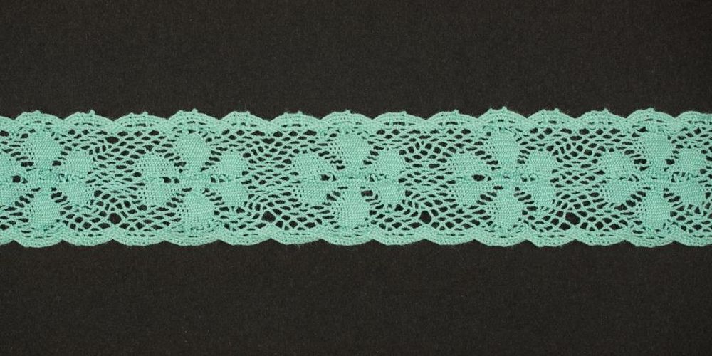 Кружево вязаное (тесьма) 27 мм, цв.мятный, Alfa, 25 метров, AF-389-075