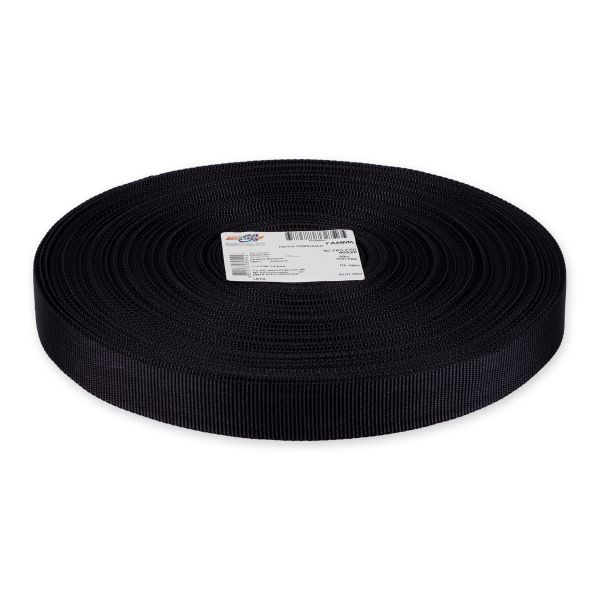 Стропа (ременная лента) 25 мм / 50 метров, [15.32 г/пог.м], 100% п/а, черный, Gamma 9с763