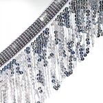 Бахрома отделочная 15.0 мм / 4.5 метра, с пайетками, TBY.11503, цв.серебро