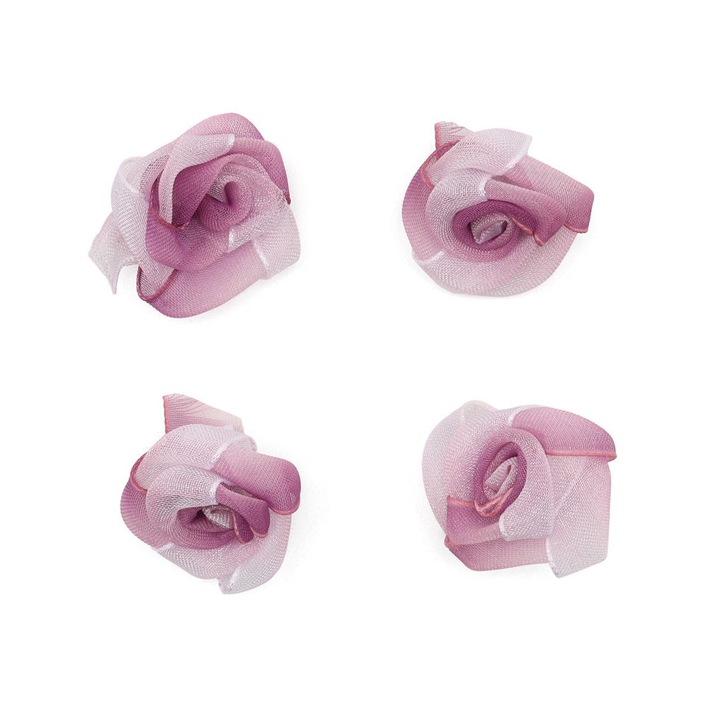Цветы пришивные органза Роза 2.5 см, 4шт (фиолетовый)