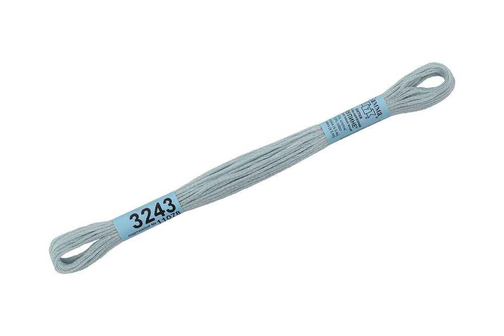 Мулине Gamma 100% хлопок, цв.3243 бл.голубой, 24 мотка по 8 метров